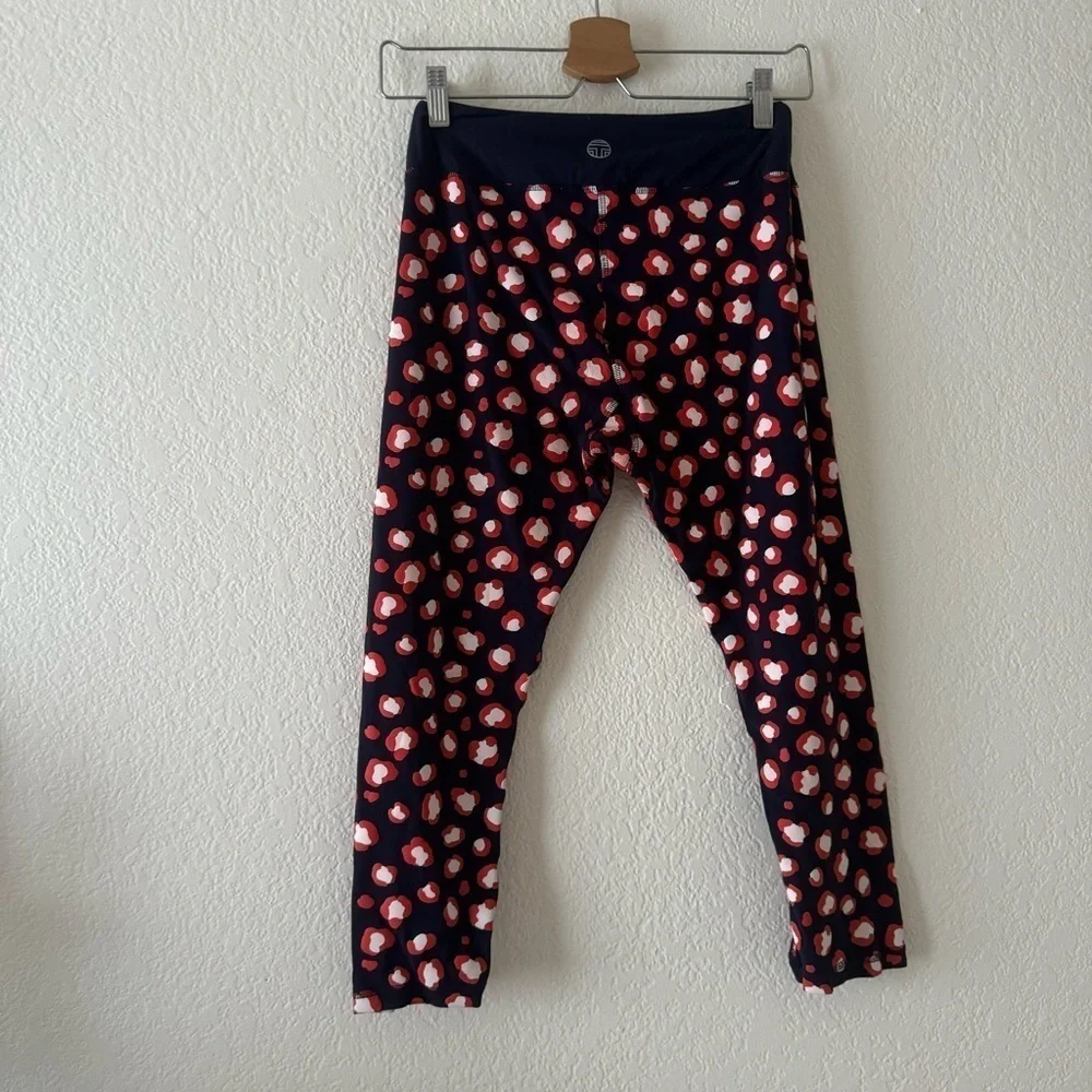 Tory Sport Spry Red White & Blue Bengal Cropped Performance Legging Women’s